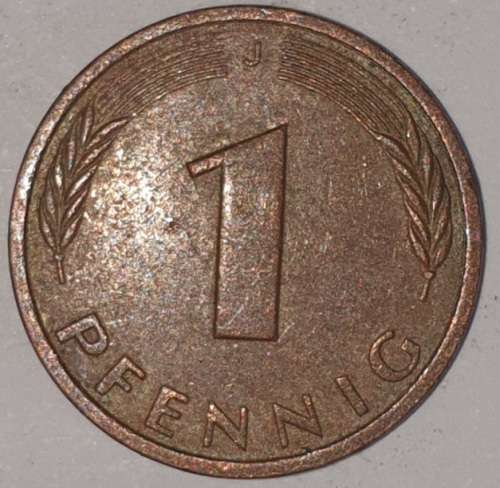 1983 J - 1 PFENNIG - ONE PFENNIG - GERMANY - FEDERAL REPUBLIC - (Copper Plated Steel)